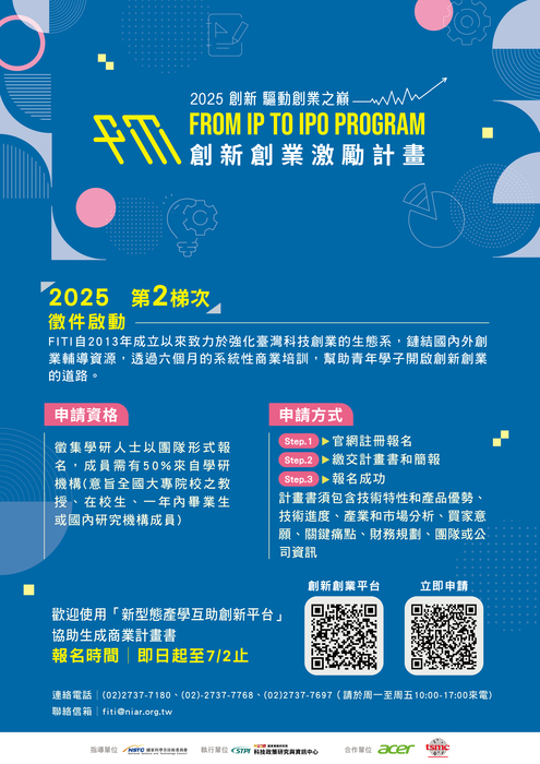 【公告】2025 創新創業激勵計畫 (FITI)圖片